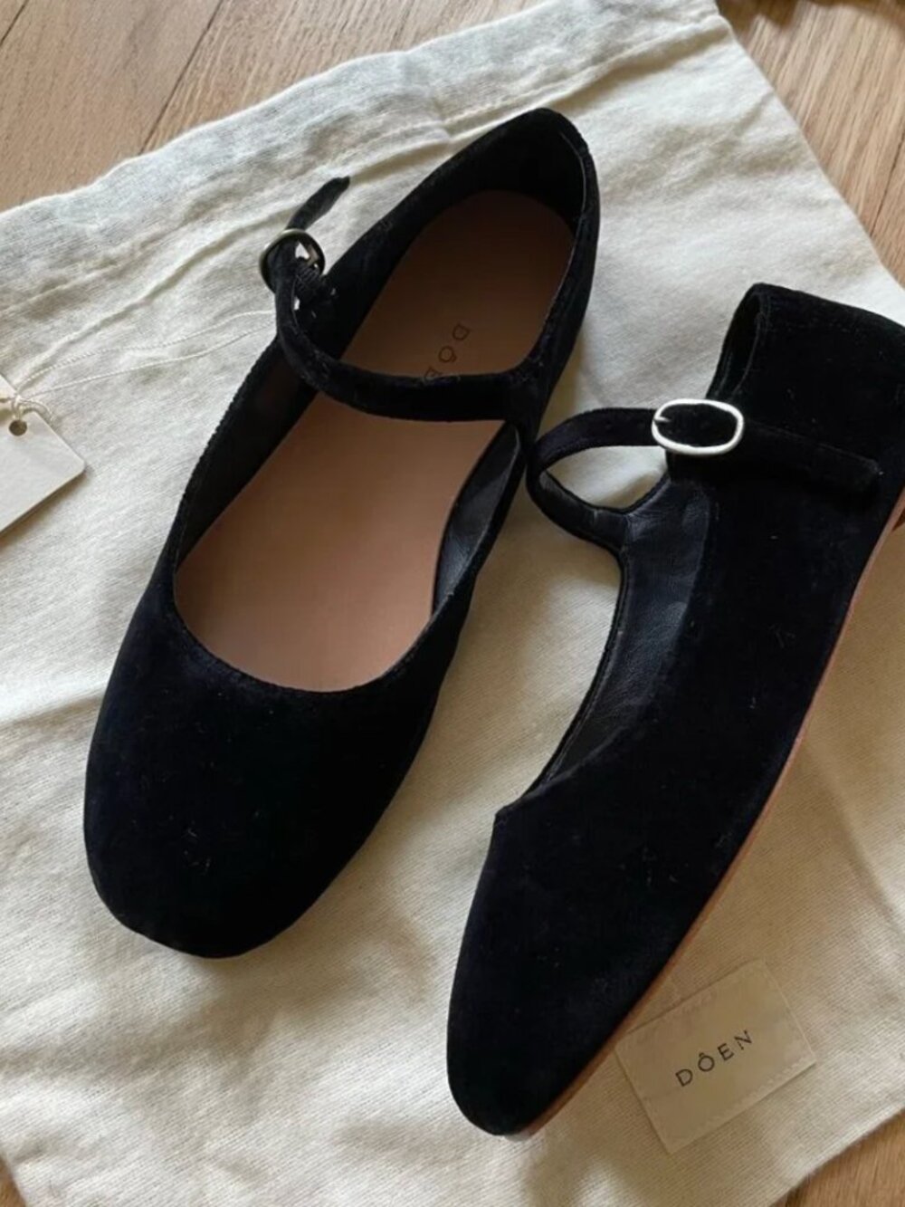 DÔEN Velvet Mary Jane Flats - size 39